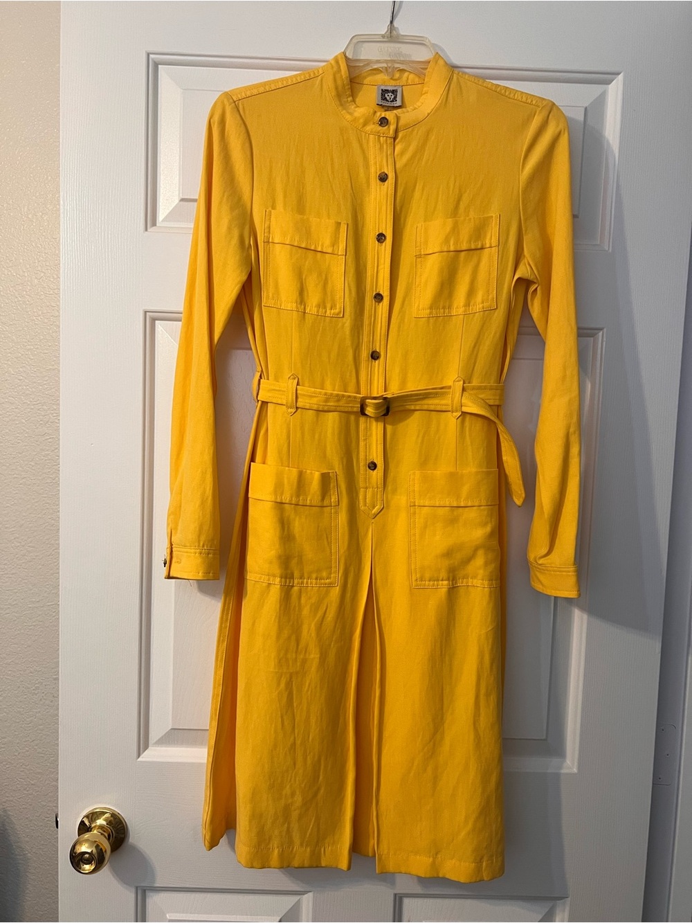 Anne Klein Yellow Belted Shirt Dress